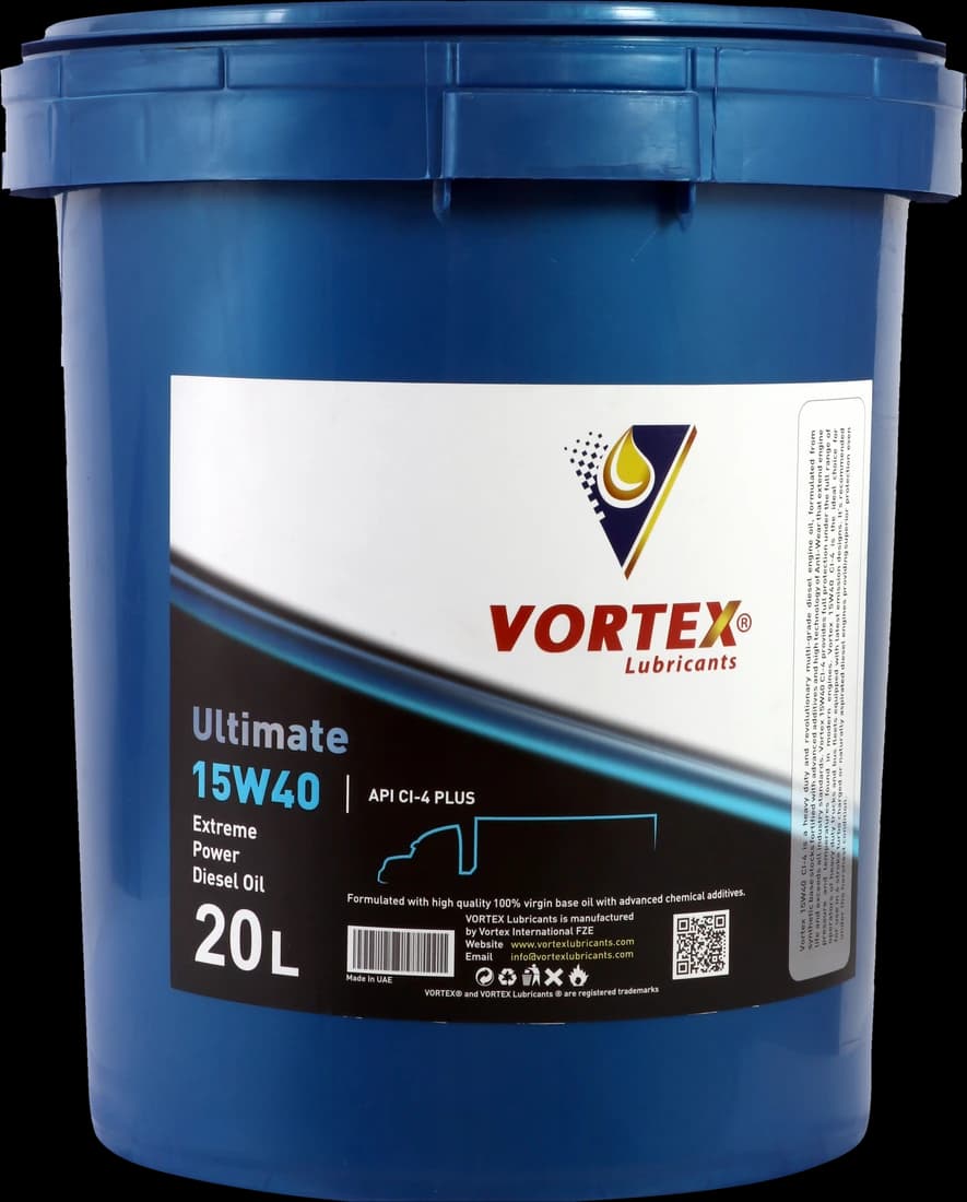 VORTEX Ultimate Extreme Power Diesel Oil in a blue twenty litre pail with a metal bail handle