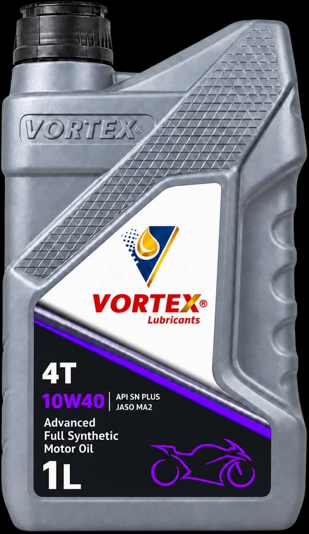 VORTEX 4T 10W40 Advanced Full Synthetic Motor Oil in a one litre motorcycle pack