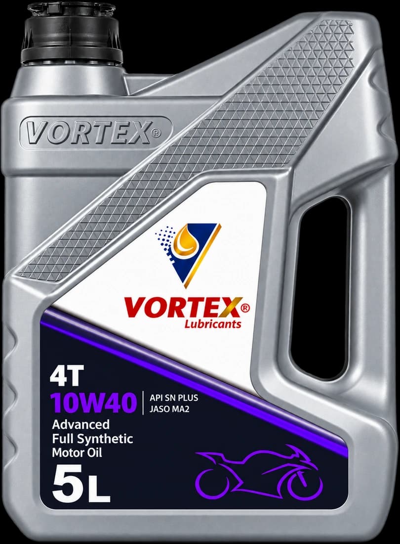 VORTEX 4T 10W40 Advanced Full Synthetic Motor Oil in a five litre motorcycle pack